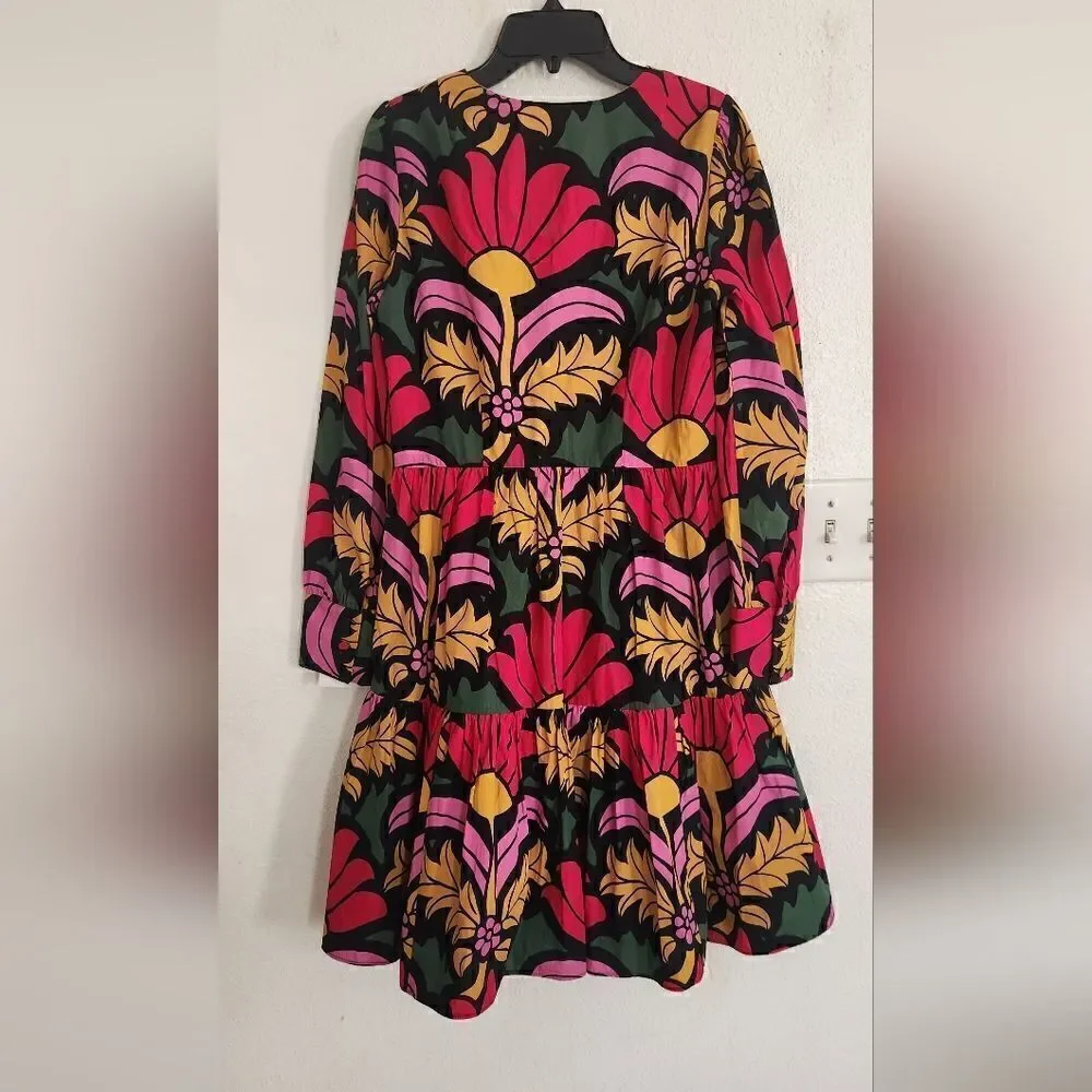 J. Crew Ratti Grandi Tiered Pop Over Dress Beatrice Floral Multi color Size 2